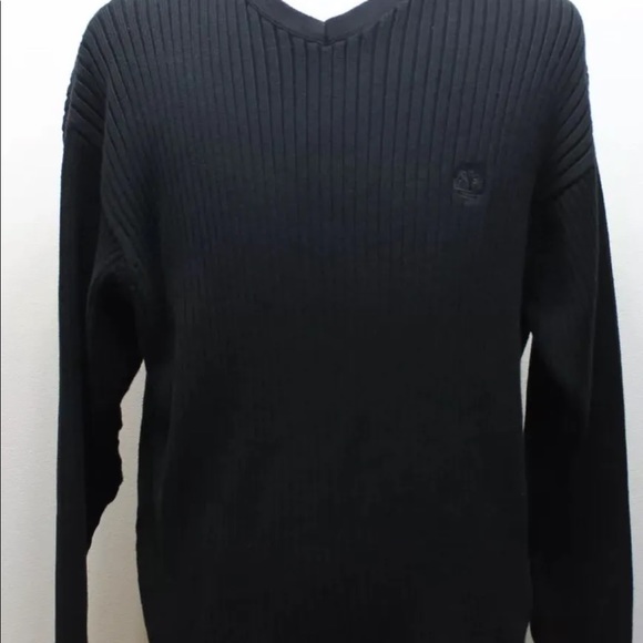 Classic Timberland Black Men Sweater 100% Cotton Fall V-Neck Winter Larger - Picture 9 of 11